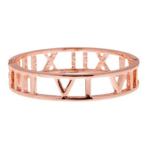Stirling Forever Roman Numeral Rose Gold Bangle